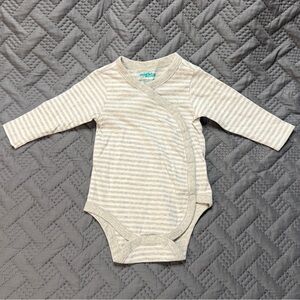 Omighty Cream and Gray Striped Baby Bodysuit